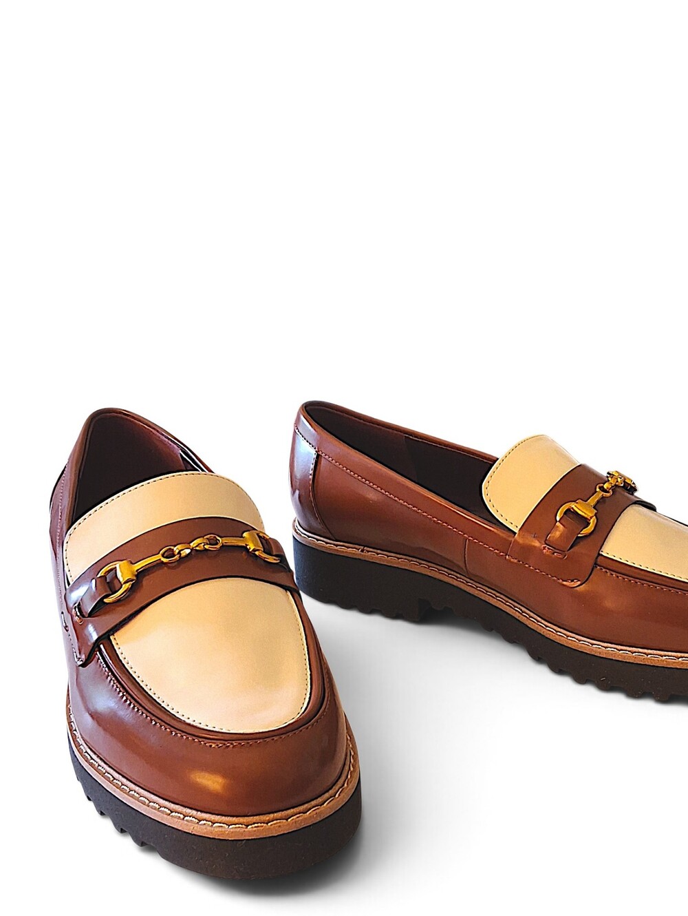 Franco Sarto Colette Horsebit Lug Loafers Tobacco Brown Wide 9W - New in Box - Picture 2 of 16